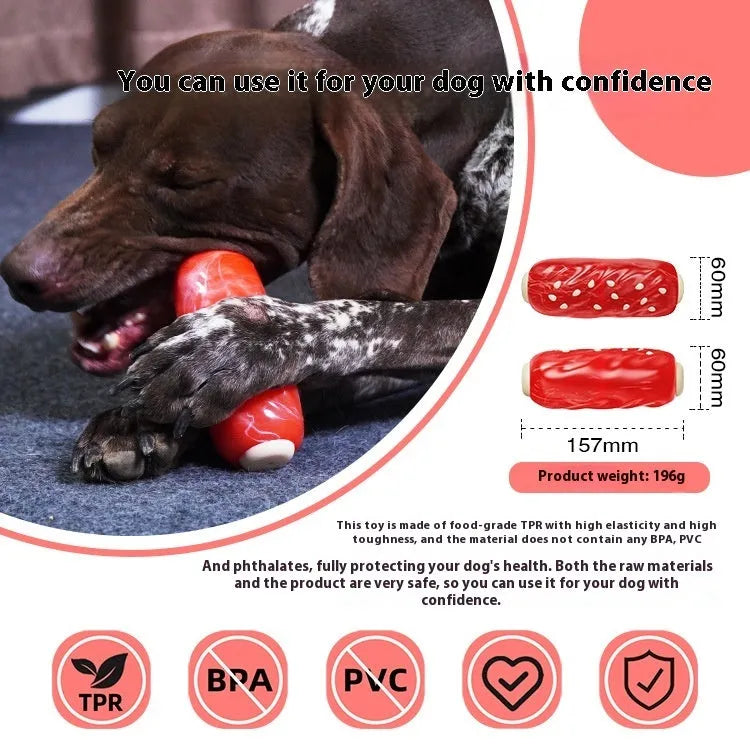 Glue Toothbrush brand plastic molar chew rod dog toy in a primary colour.