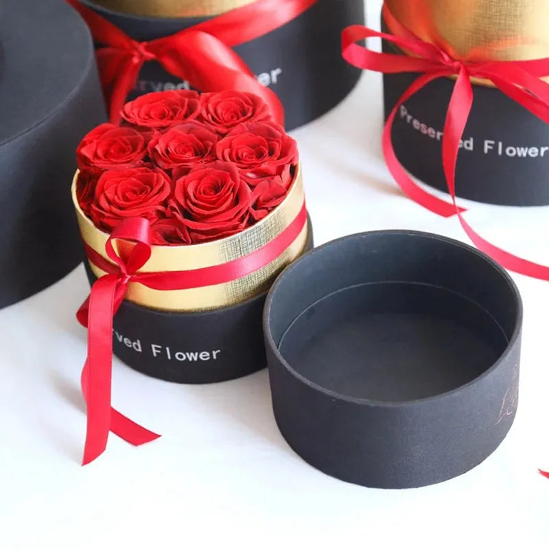 Eternal preserved real roses in a luxury presentation box, available in multiple sizes