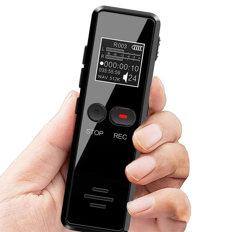 Black zinc alloy USB flash drive voice recorder and MP3 player with LCD screen
