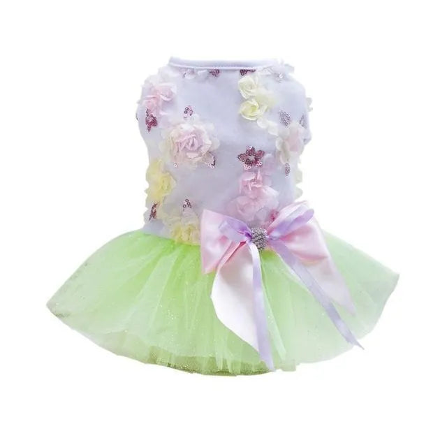 Dog skirt princess tutu spring-summer mesh thin dress in pink with cotton and lace, size M