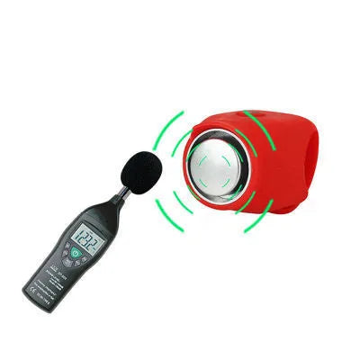 Bike electronic bell with 120dB loud horn, silicone body, IPX4 waterproof, six sound modes, in violet.