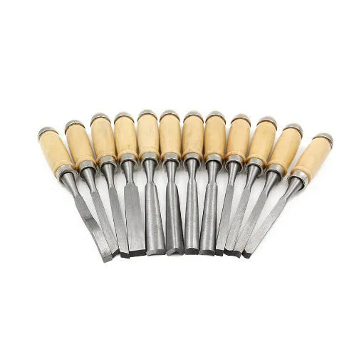 12-piece high carbon steel wood carving chisel set for root carving, 200mm length
