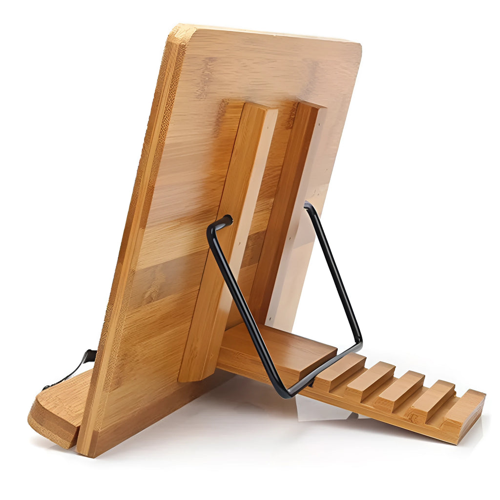 Natural bamboo hollow reading frame in solid wood, S M L sizes, gloss finish, copybook holder