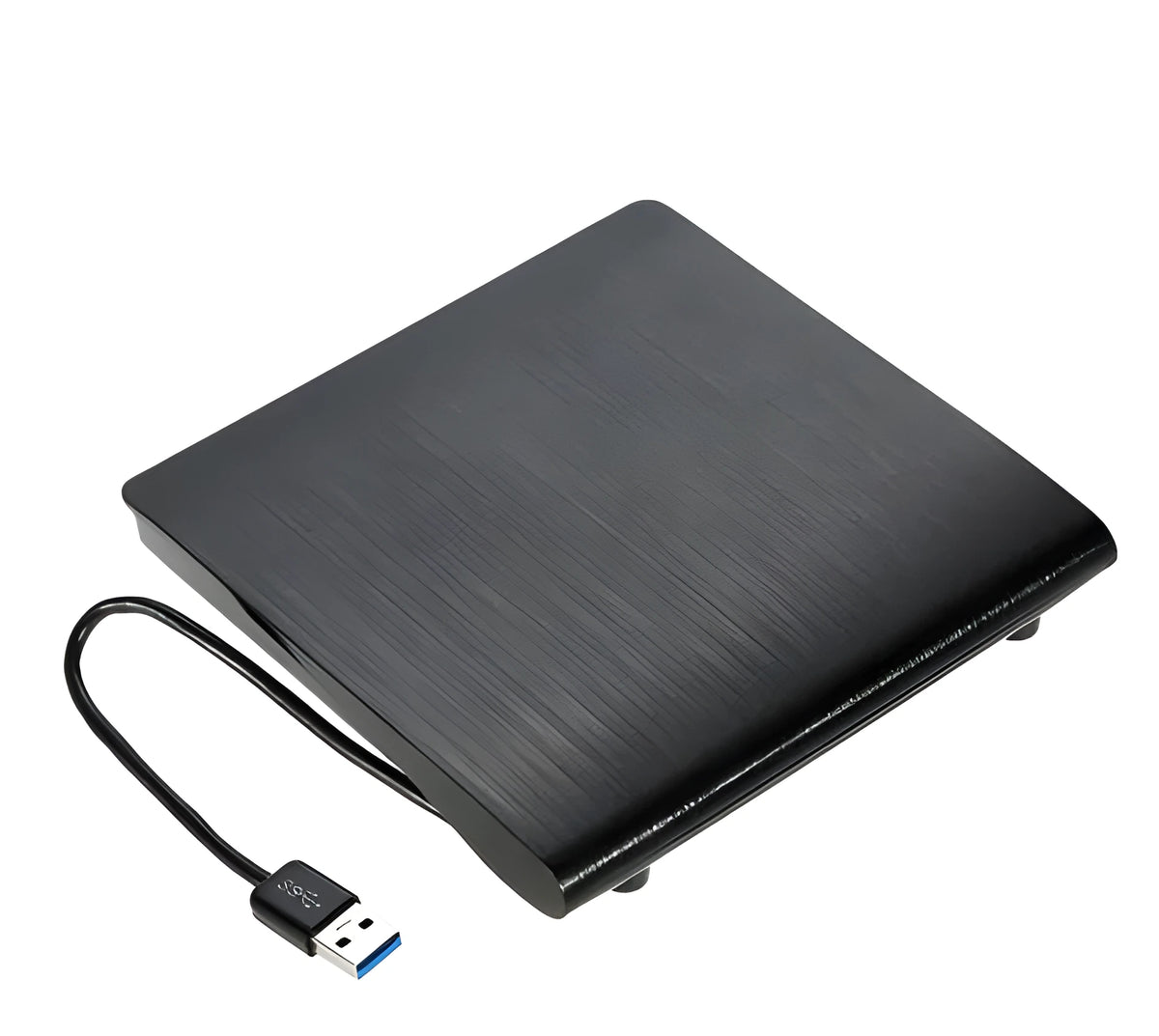 Black external optical disk drive with USB 2.0 and 3.0 for DVD burning
