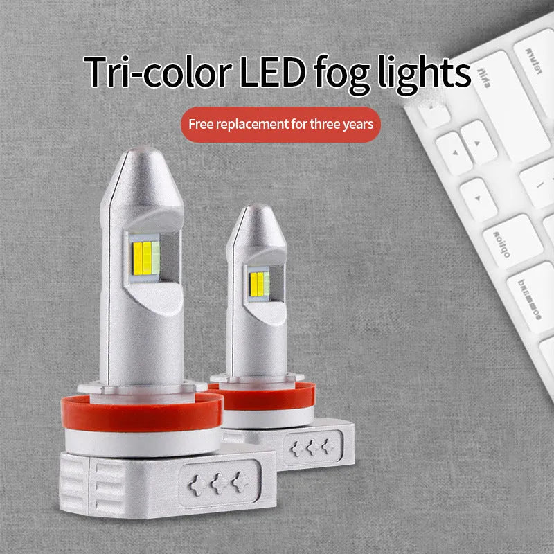Aluminium LED fog light bulb unit with multiple base format options for car and motorcycle.