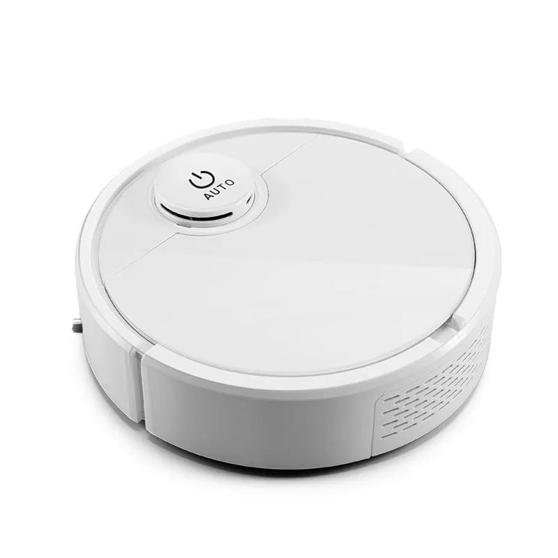 Low-profile automatic sweeping robot on a hard floor.