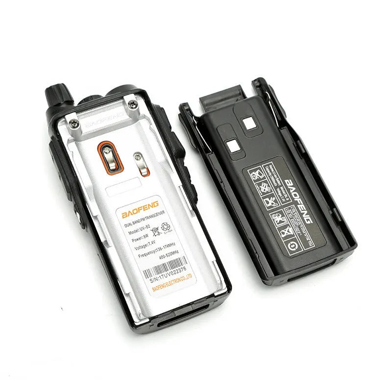 BF-UV82 8W walkie talkie in Black with 1800mAh lithium battery, 50Ω antenna and AU EU UK US plug options