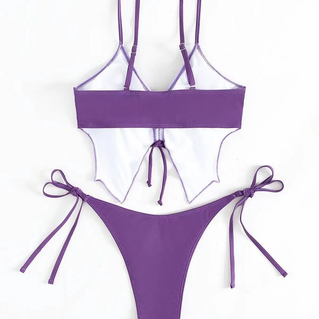 Women's two-piece bikini suit with sleeveless top and briefs in polyester fabric for fitness and swimming
