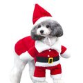 Red Santa Claus costume for pets made from polar fleece fabric with five size options