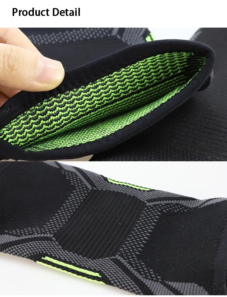 Black elbow support compression sleeve with anti-slip technical knit design on a neutral background