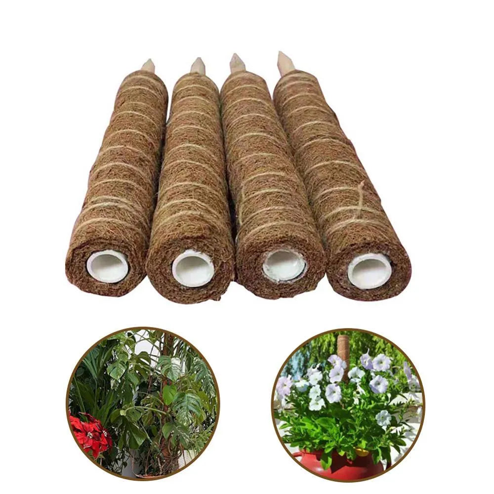 Coconut palm moss pole plant support stick, 17.7 inch wooden pole with natural coconut fibre wrap