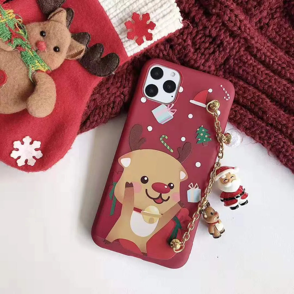 Cartoon Santa Claus silicone back cover phone case for iPhone in Deer colour option