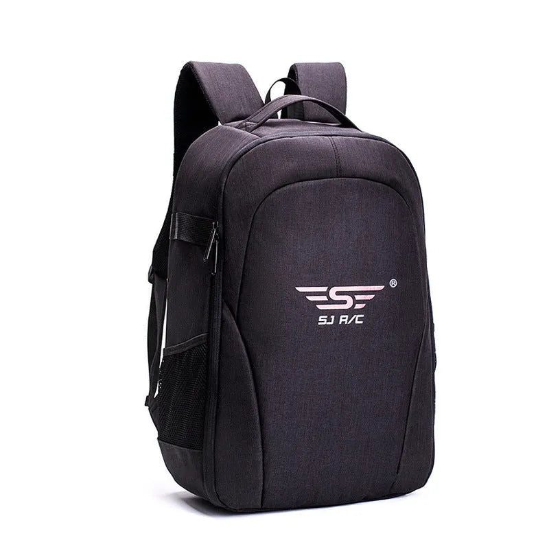 Black Oxford cloth waterproof backpack for DJI drone and camera equipment with internal compartments.