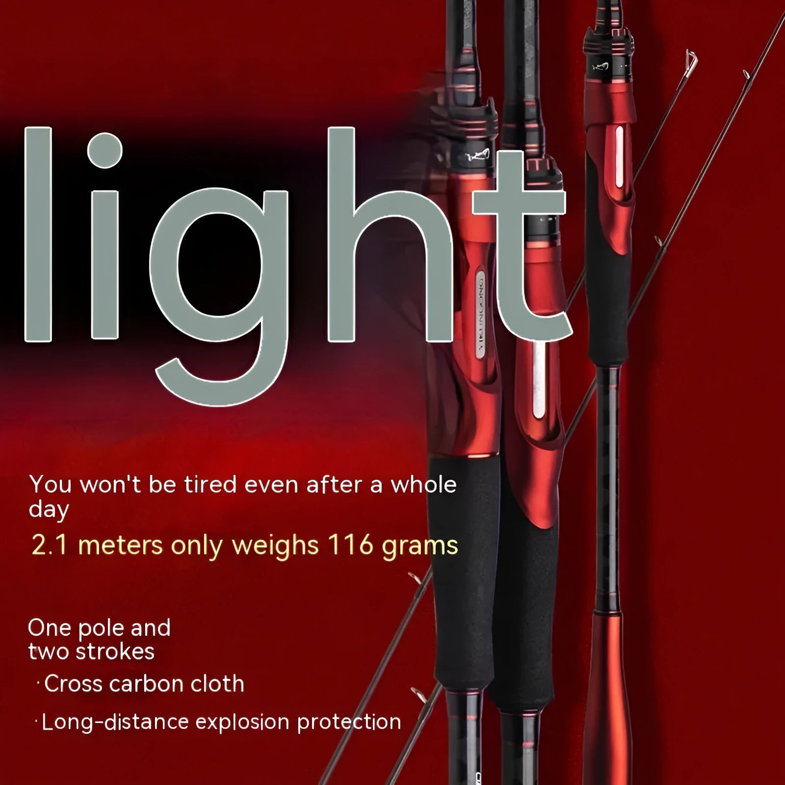 Carbon ultralight fishing rod with choice of straight or pikestaff handle in 2.1m or 2.4m lengths.
