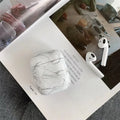White marble pattern hard protective case for AirPods 1 and 2 wireless headphones charging box.