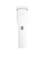 Black cordless electric hair clippers with ceramic blade and adjustable comb on a white background