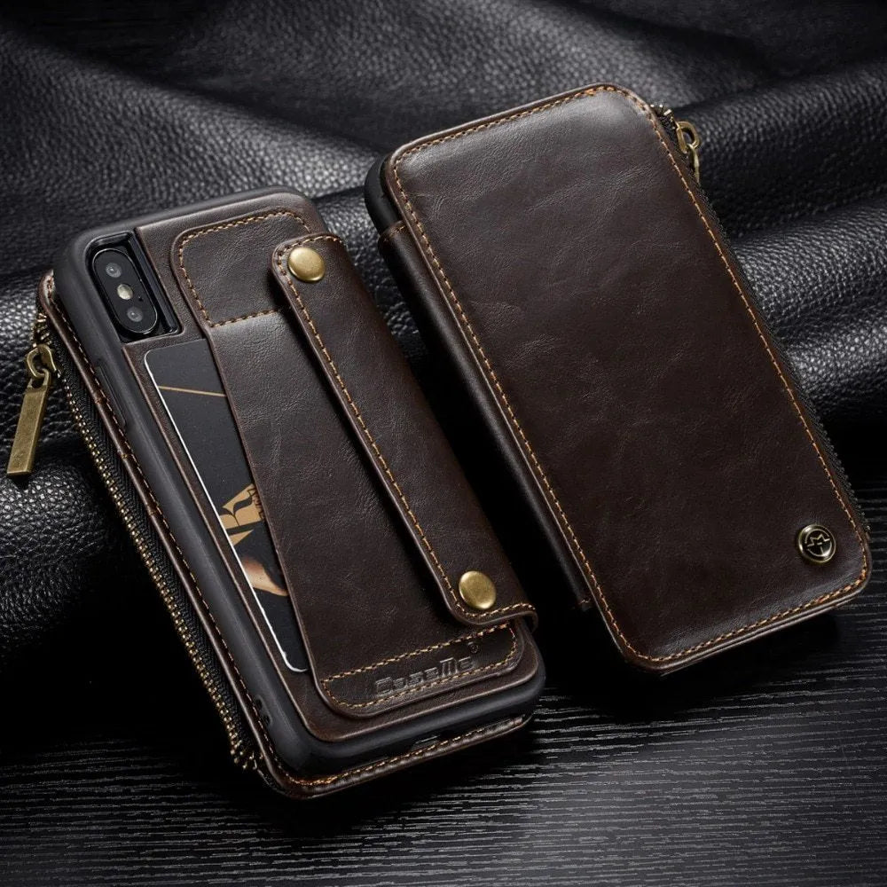 Black PU leather flip phone case for Samsung Galaxy Note 9 showing front and back.