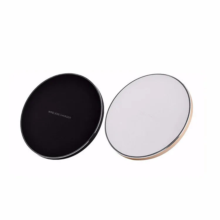 Ultra-thin wireless charging pad in four colour options showing 98mm square dimensions