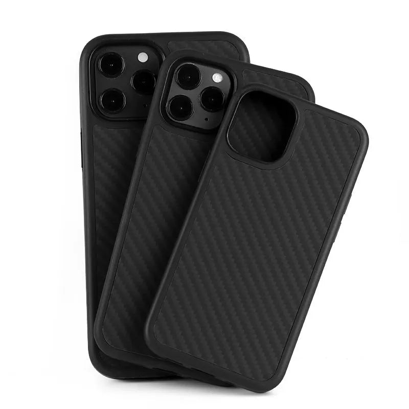 Black wooden phone case for iPhone with TPU and Kevlar construction