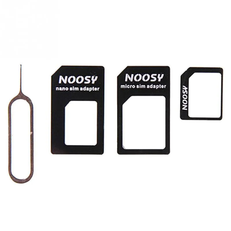 Three blank SIM cards in black and white colours showing cuttable design for different phone SIM sizes