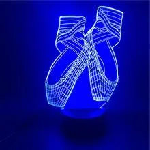 Ballet dancing shoes design 3D LED night light with remote control on acrylic panel