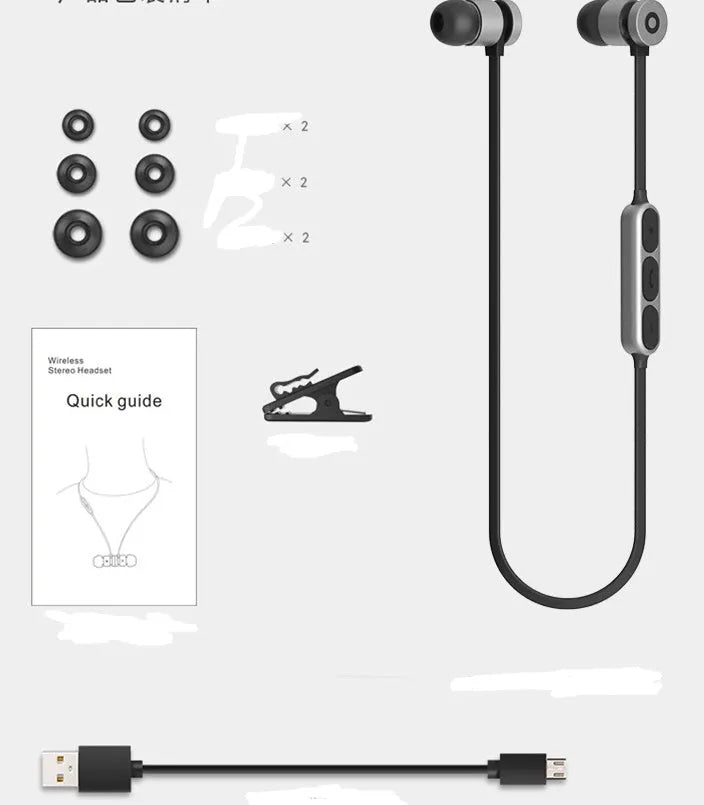 Metal magnetic sports Bluetooth wireless headset in neck-mounted configuration with earpieces