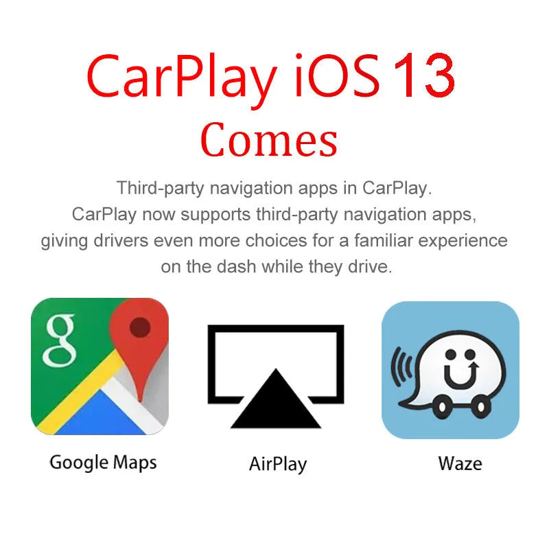Black Wireless CarPlay USB dongle for connecting iPhone to Android car stereo systems.