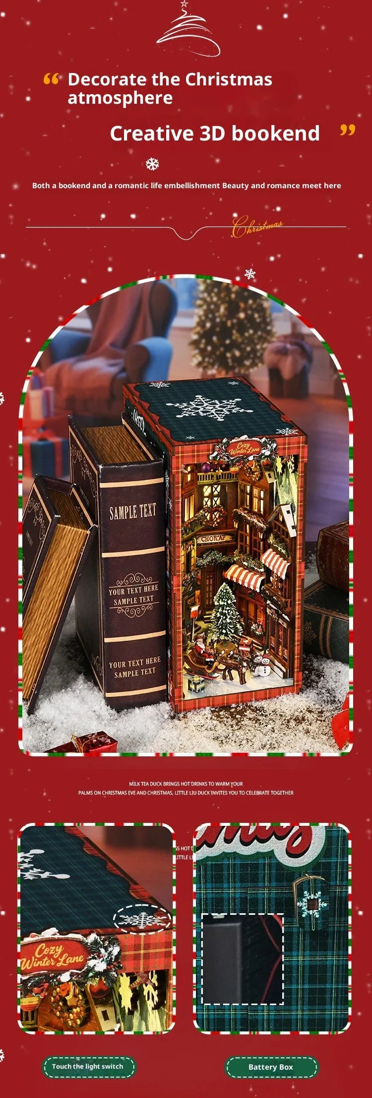 3D wooden bookend model in cabin style, handmade assembly toy for kids ages 7-14