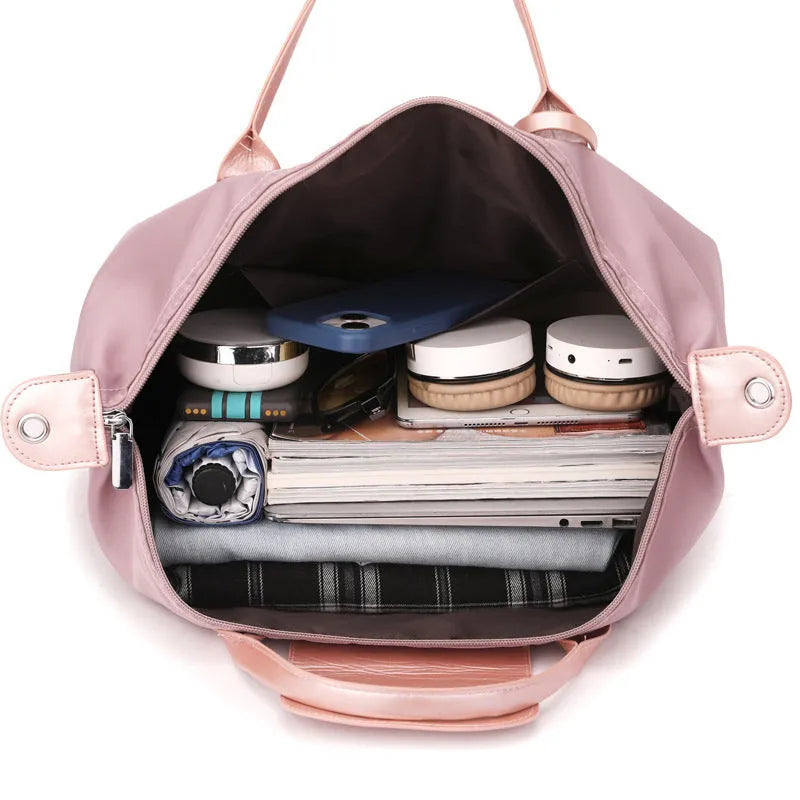 Large capacity portable shoulder lightweight nylon yoga bag 36-55L dry wet separation solid colour urban simple design