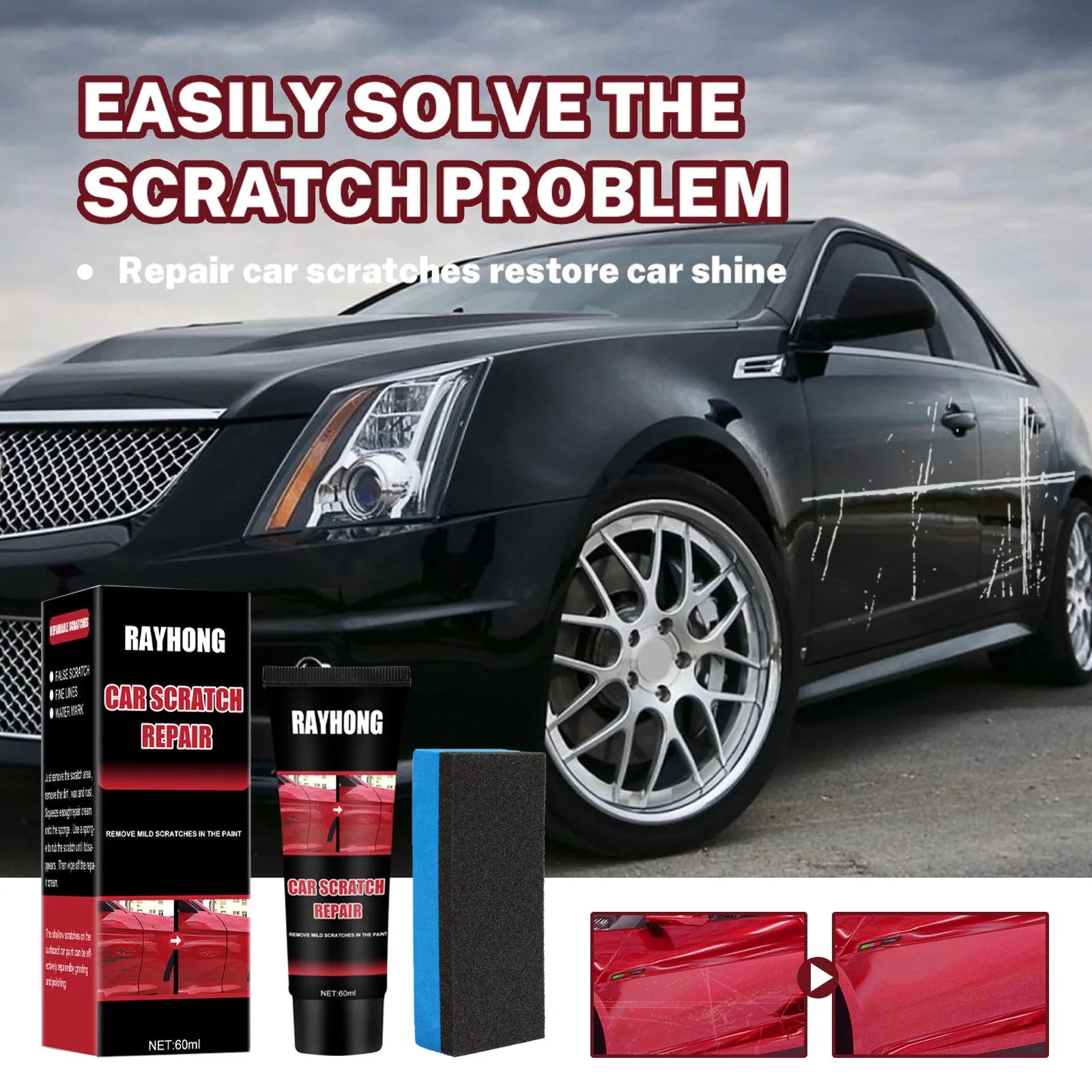 60ml car scratch repair wax kit with applicator for automotive paint surface maintenance