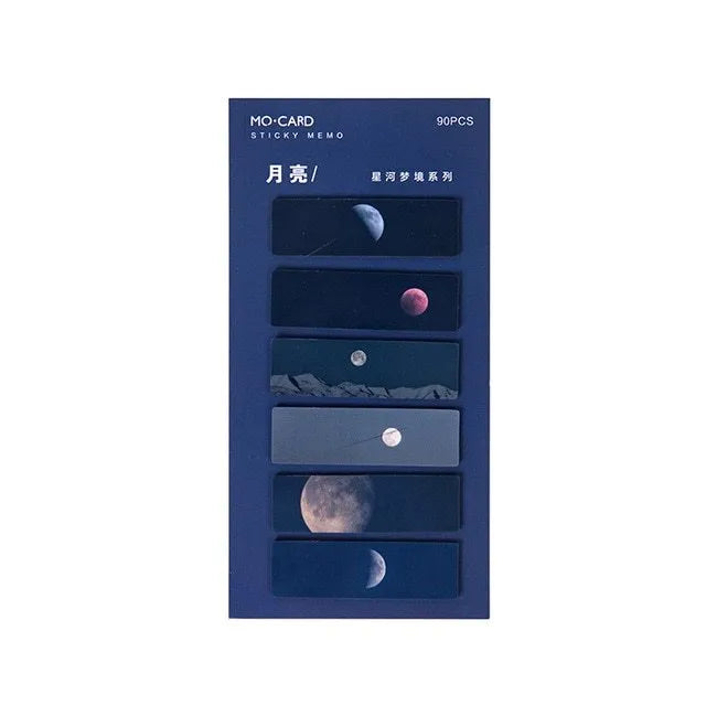 90 plastic index marker notes in six cosmic colours with writable surfaces