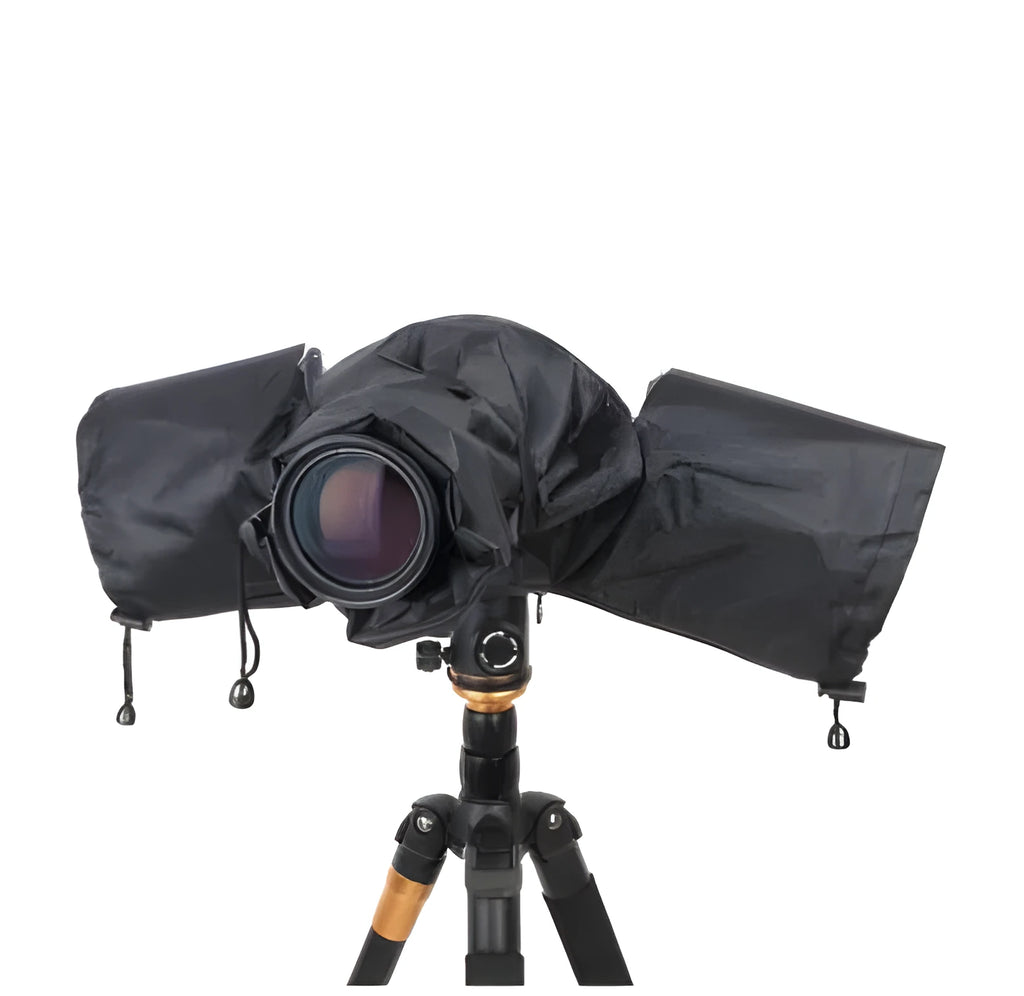 Clear PVC DSLR camera rain cover with kangaroo pouch for long lens protection