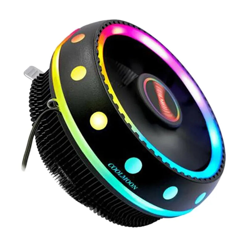 Colour-changing computer cooling CPU fan with aluminium heat sink black finish
