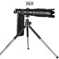 Black 36x telephoto mobile phone telescope lens showing 22.5cm length