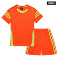 Children's football suit player version short suit in blue with white trim, available in multiple sizes