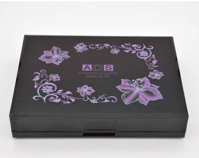 Three-layer makeup box set with 24-colour eyeshadow, 8-colour lipstick, 4-colour blush, 3 powder cakes, mirror and brushes