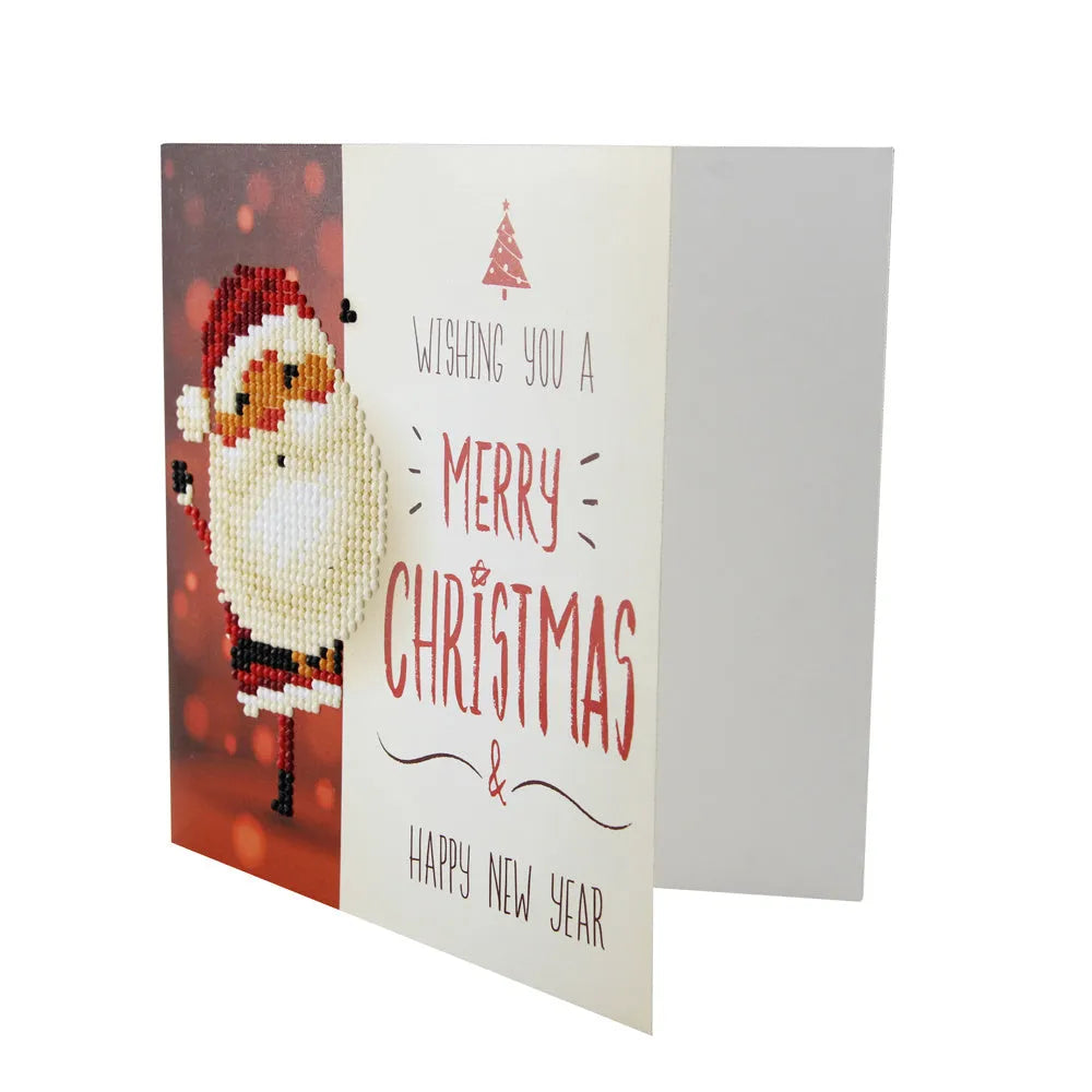 Christmas DIY diamond painting greeting card with 5D resin diamonds on cardboard base size 15x15cm folded
