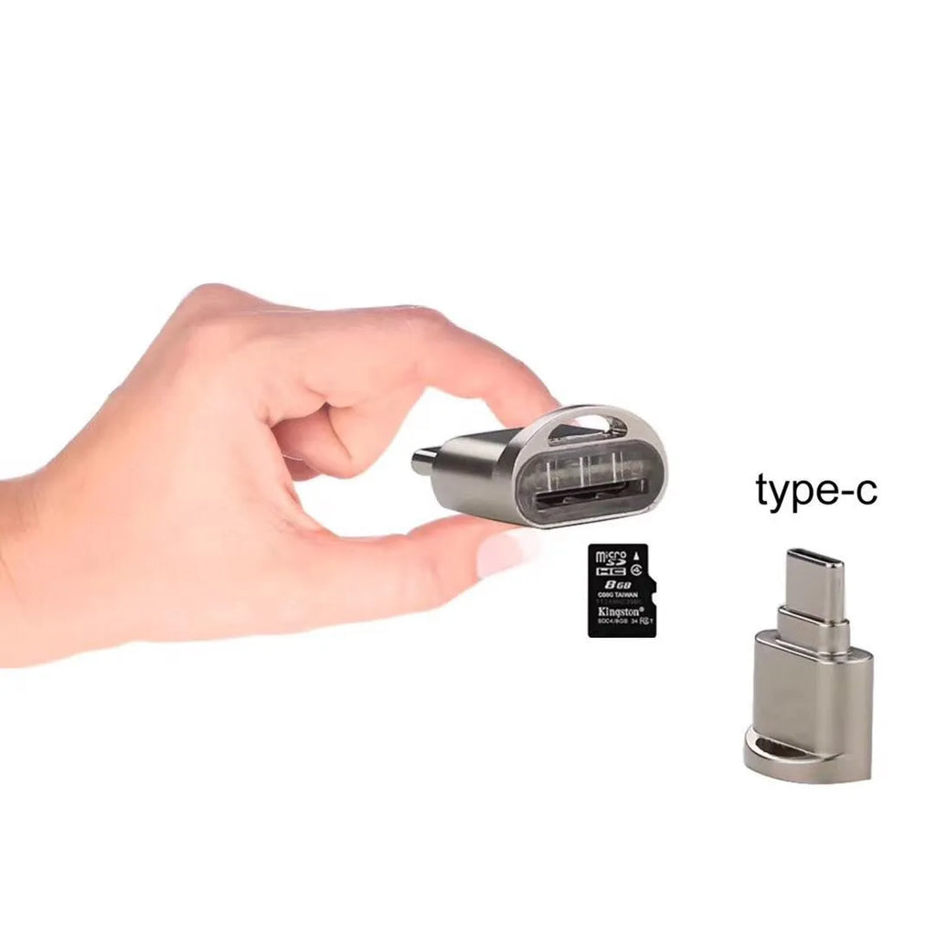 Micro USB OTG TF card reader adapter with metal body, golden colour, 23x16x10mm, for Android phones