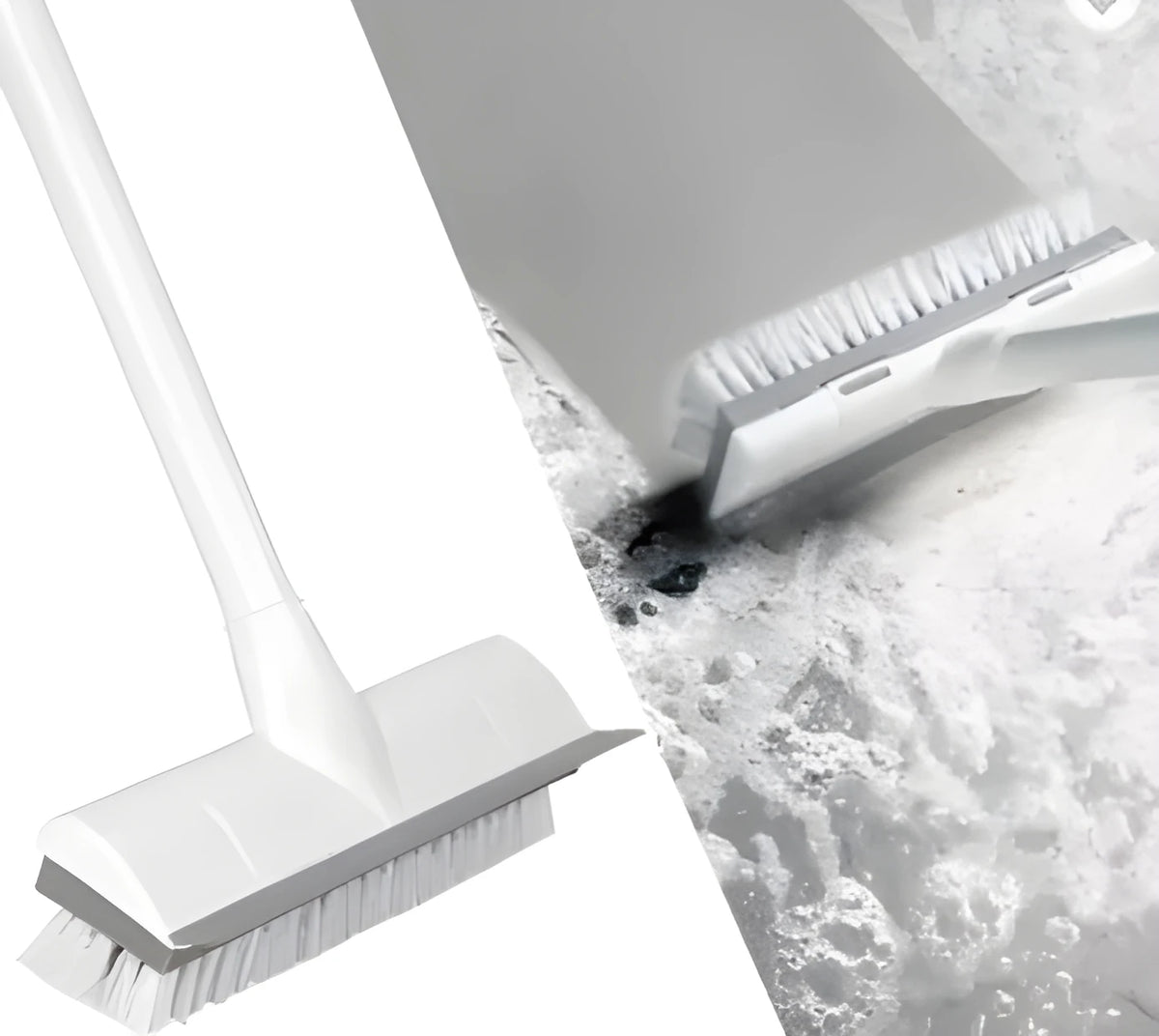 2 in 1 floor scrub brush and scraper with stiff bristles and foldable three-section steel handle