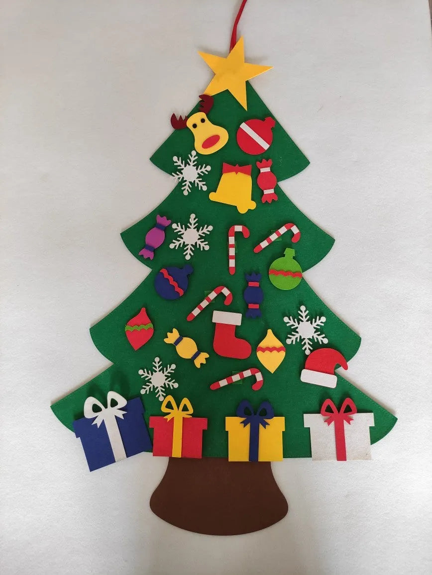 DIY felt Christmas tree for children in 95x70cm or 100x70cm sizes with optional 97x54cm snowman decoration