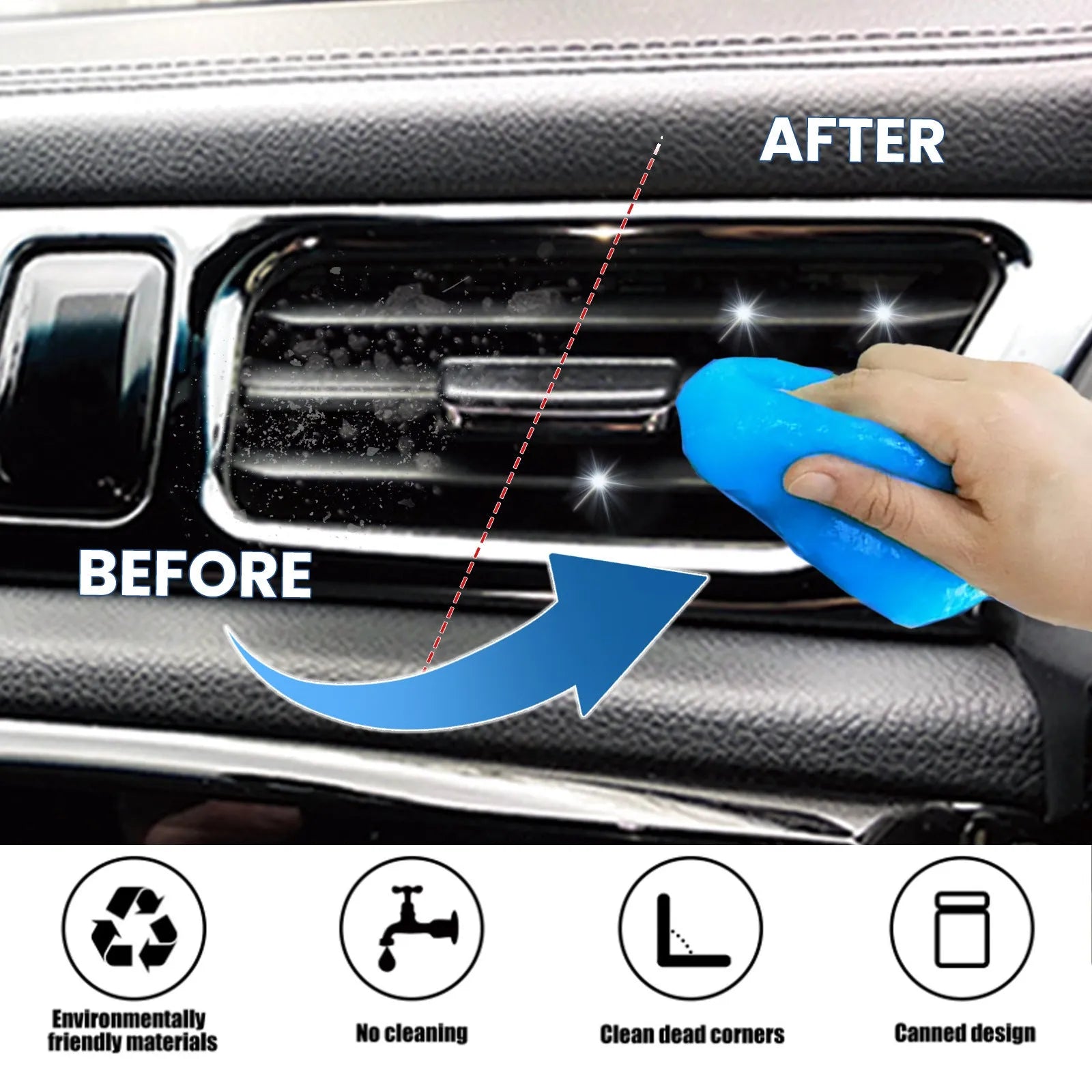 Car cleaning soft gel adhesive remover measuring 6.2x5.7cm for interior gap dust removal