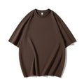 Cotton blend short sleeve pullover top in slim fit with collage stitching, available in multiple solid colours