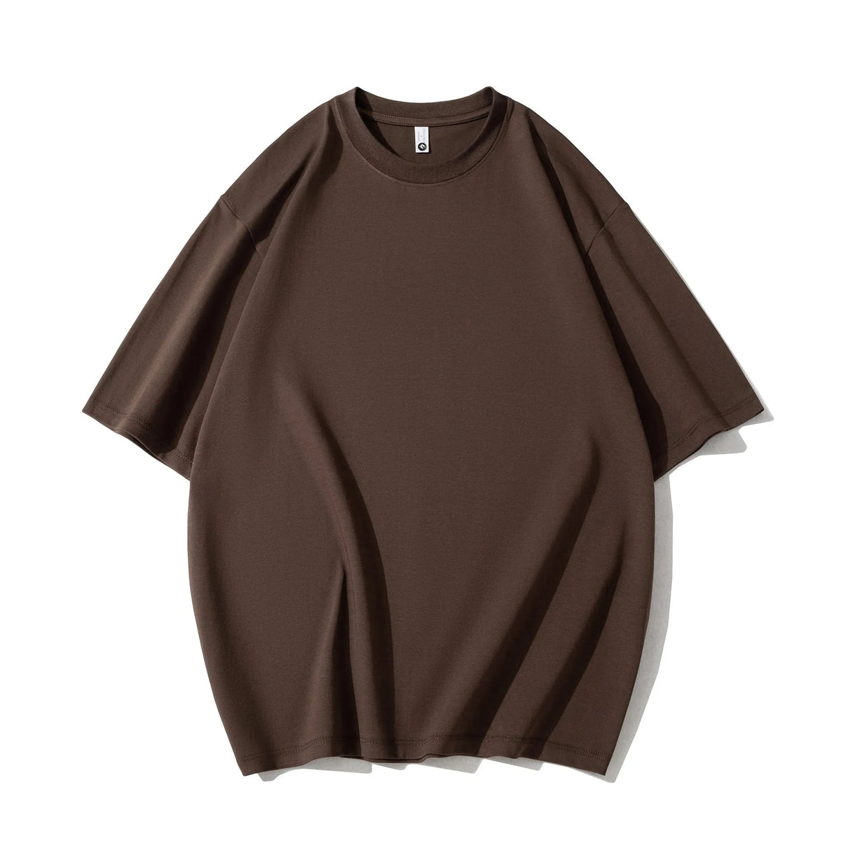 Cotton blend short sleeve pullover top in slim fit with collage stitching, available in multiple solid colours
