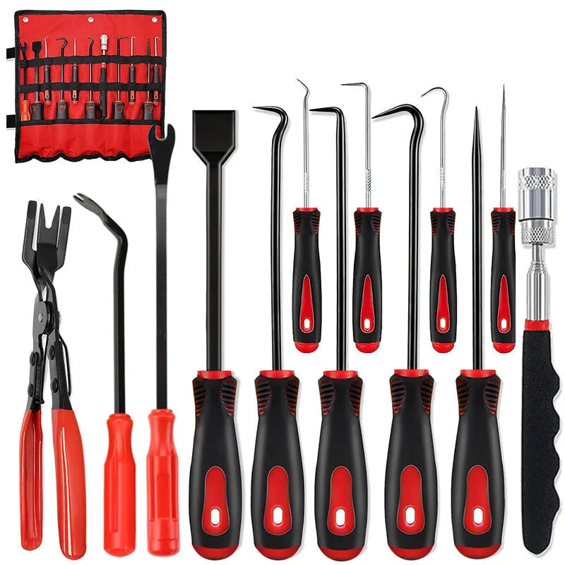 13-piece oil seal screwdriver hook set in blue with Oxford strap cloth bag for auto repair disassembly