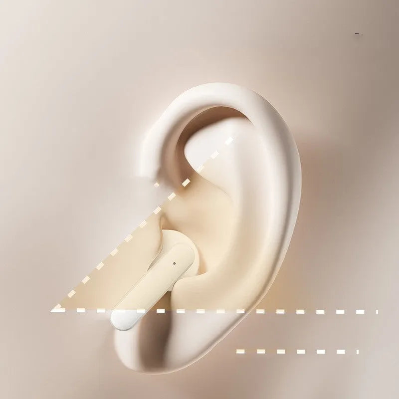 Bluetooth headset with full-colour LCD touch screen showing YX28 display in white colour option