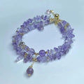 Double row natural ametrine crystal bracelet in D178 colour on a wrist.