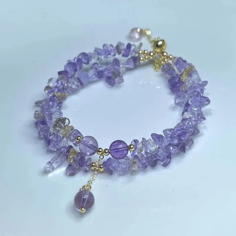 Double row natural ametrine crystal bracelet in D178 colour on a wrist.