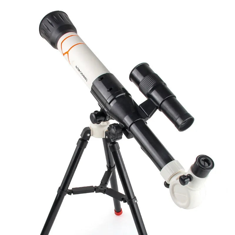 White or yellow plastic astronomical telescope with tripod for kids astronomy beginners