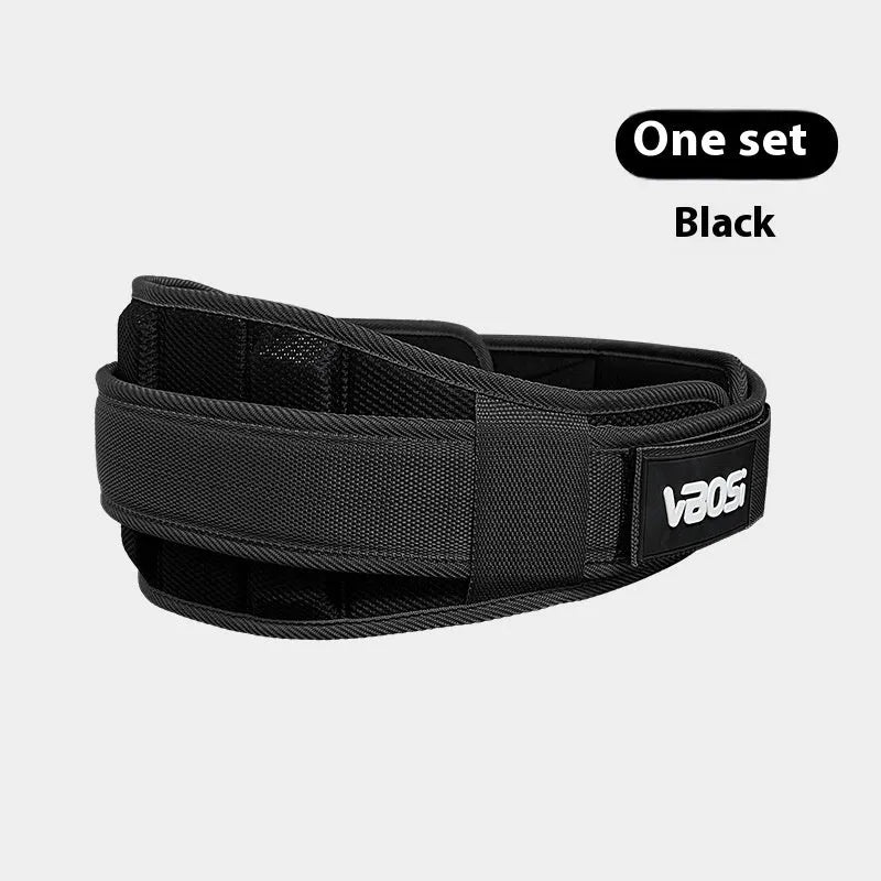 Adjustable fitness waist support belt in black for squatting and weightlifting training with L M XL sizing