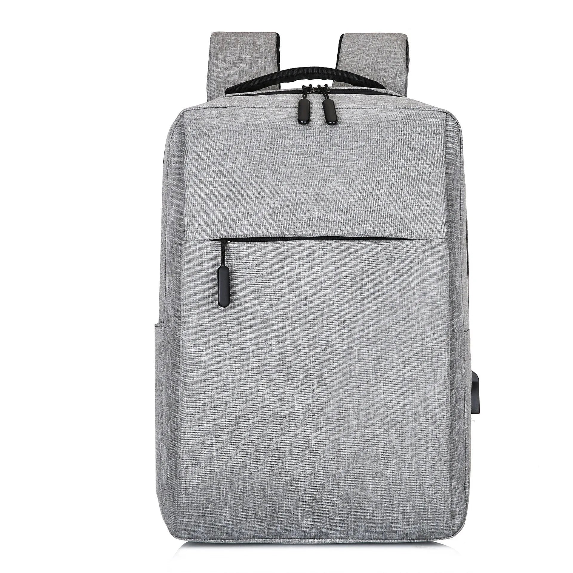 Large black sports backpack with curved shoulder straps showing USB charging port and 20-35 litre capacity
